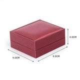 Gold/Blue/Red PU Leather Jewelry Box 9x9x4cm