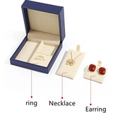 Gold/Blue/Red PU Leather Jewelry Box 9x9x4cm