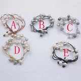 10-11mm Baroque Pearl Leather Bracelet for Woman