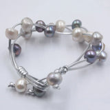 10-11mm Baroque Pearl Leather Bracelet for Woman