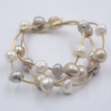 10-11mm Baroque Pearl Leather Bracelet for Woman