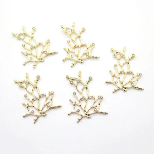 10 Pcs Metal Branches Rhinestones Jewelry Accessories
