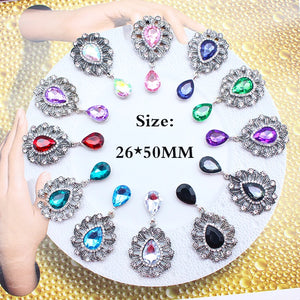10Pcs 26*50MM Rhinestone Glass Crystal Jewelry Pendant