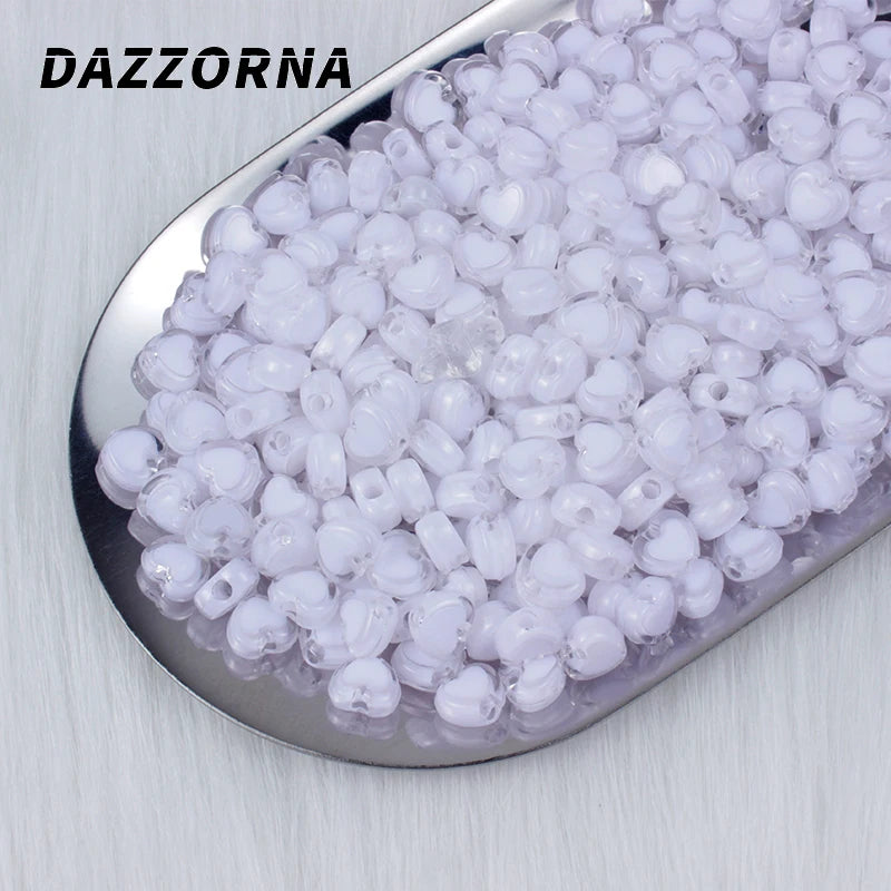 100-400Pcs 4x7mm Heart Acrylic Beads Spacer Jewelry Making DIY Bracelet