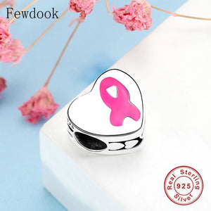 925 Silver Hope Ribbon Breast Cancer Awareness Bead