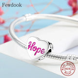 925 Silver Hope Ribbon Breast Cancer Awareness Bead