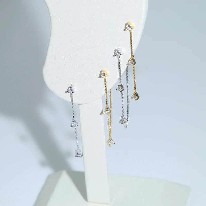 925 Sterling CZ Charm Earrings Geometric Birthstone Women Jewelry