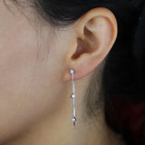 925 Sterling CZ Charm Earrings Geometric Birthstone Women Jewelry