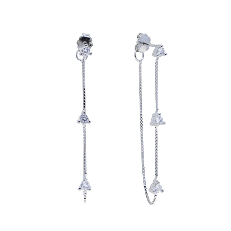 925 Sterling CZ Charm Earrings Geometric Birthstone Women Jewelry