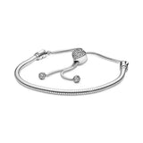 925 Silver Adjustable Bracelet Rose 18 Golden Glitter Slide Shine MOMENTS Bangle