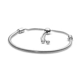 925 Silver Adjustable Bracelet Rose 18 Golden Glitter Slide Shine MOMENTS Bangle