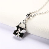 925 Sterling Silver Angel Wing Lock Pendant Enamel Charm