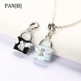 925 Sterling Silver Angel Wing Lock Pendant Enamel Charm