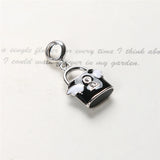 925 Sterling Silver Angel Wing Lock Pendant Enamel Charm