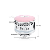 925 Silver Birthday Cake CZ Enamel Charm for Bracelets Necklace