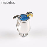 925 Silver Cocktail Drink Goblet Enamel Charm Bead for Bracelets