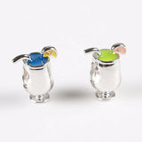 925 Silver Cocktail Drink Goblet Enamel Charm Bead for Bracelets