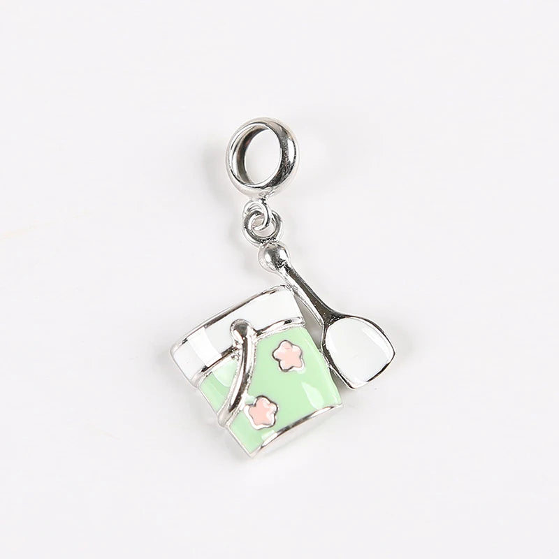 Sterling Silver Coffee Cup Charm Enamel DIY Jewelry