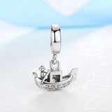 925 Silver Boat Pave CZ Pendant Charm for Bracelet DIY