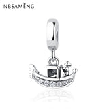925 Silver Boat Pave CZ Pendant Charm for Bracelet DIY