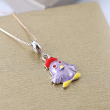 925 Silver Chicken Baby Pendant Enamel Charm for Bracelet Necklace DIY Jewelry