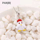 925 Silver Chicken Baby Pendant Enamel Charm for Bracelet Necklace DIY Jewelry