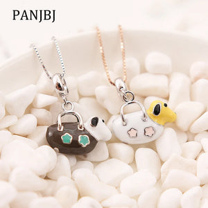 925 Silver Dog Puppy Handbag Pendant Enamel Charm Beads