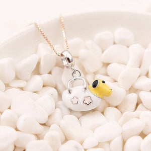 925 Silver Dog Puppy Handbag Pendant Enamel Charm Beads