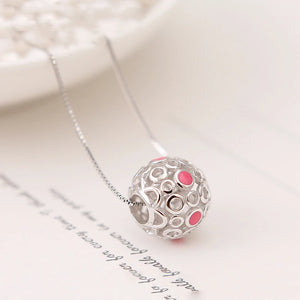 925 Silver Circle Pink Spot Bead Charm for Bracelets & Necklace