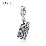 925 Silver Pisa Tower Crystal Pendant Charm for Bracelets