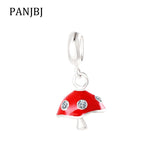 925 Silver Mushroom Charm Pendant CZ Enamel Bead DIY Jewelry