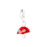 925 Silver Mushroom Charm Pendant CZ Enamel Bead DIY Jewelry