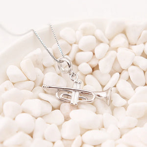 925 Silver Trumpet Pendant Charm Music for Bracelet Necklace DIY