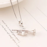 925 Silver Trumpet Pendant Charm Music for Bracelet Necklace DIY