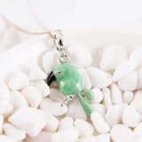 925 Silver Parrot Pendant Charm Enamel Bead DIY Jewelry