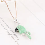 925 Silver Parrot Pendant Charm Enamel Bead DIY Jewelry