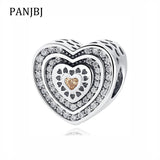 925 Silver Pave Lavish Heart Crystal Bead Charm for Bracelet Necklace