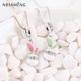 925 Sterling Silver Pot Plant Flower Charm Pendant