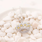 925 Silver Princess Crown Charm Pendant Enamel Beads Bracelet DIY Jewelry