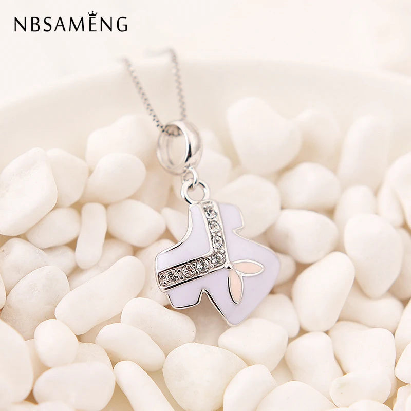 925 Silver Purple Sailor Suit CZ Charm for Bracelets DIY Jewelry