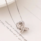 925 Silver Charm Ribbon CZ Bead Fit Bracelet Necklace