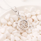 925 Silver Rudder Wheel CZ Pendant Charm for Bracelet DIY