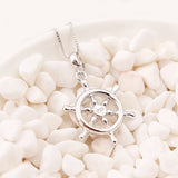 925 Silver Rudder Wheel CZ Pendant Charm for Bracelet DIY