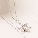 925 Silver Rudder Wheel CZ Pendant Charm for Bracelet DIY