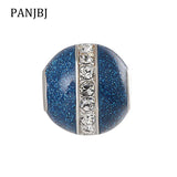 925 Silver Starry Night Pave CZ Enamel Charm Beads