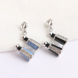 925 Silver Telescope Glasses CZ Pendant Charm for Bracelets