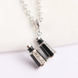 925 Silver Telescope Glasses CZ Pendant Charm for Bracelets