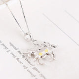 925 Silver Unicorn Charm Pendant Enamel Beads Fit Bracelet