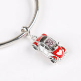 925 Silver Wedding Car Heart CZ Pendant Charm
