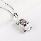 925 Silver Wedding Car Heart CZ Pendant Charm